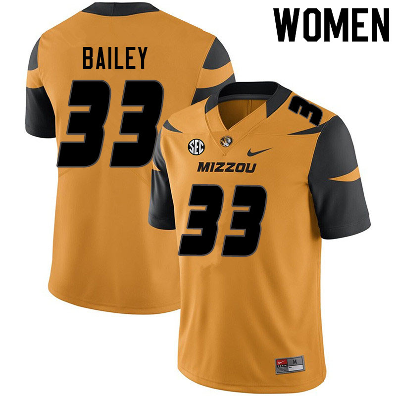 Women #33 Chad Bailey Missouri Tigers College Football Jerseys Sale-Yellow - Click Image to Close